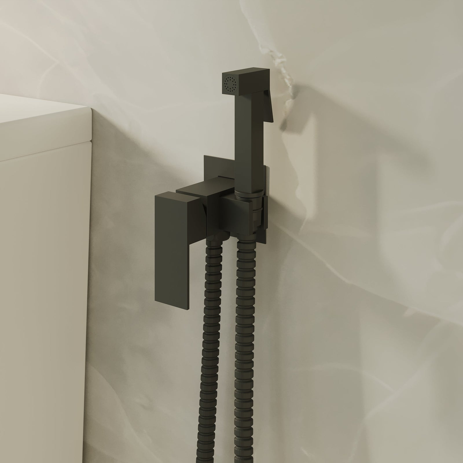 Luca Square Concealed Thermostatic Douche Kit in Matt Black – Jet Spray Set