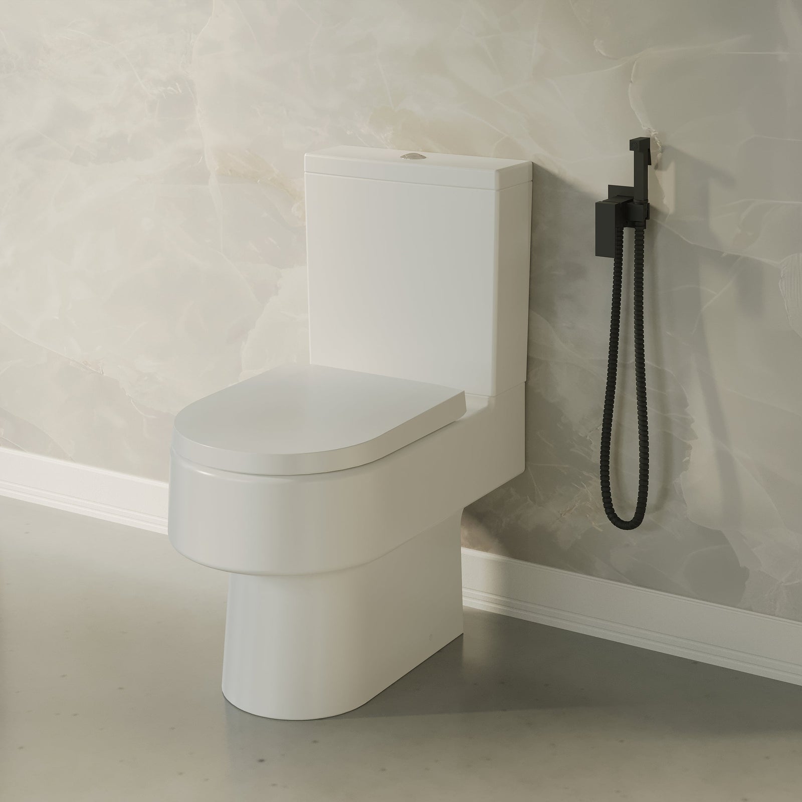 Matt Black Thermostatic Douche with Square Hand Spray – Jet Spray Bathroom Kit