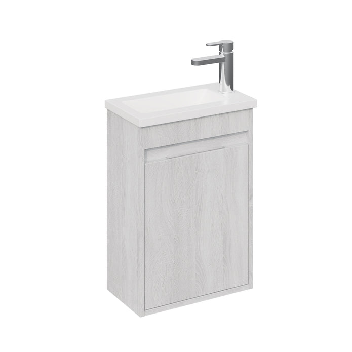Monda 390mm Wall Hung Cloakroom Vanity Unit - White Oak