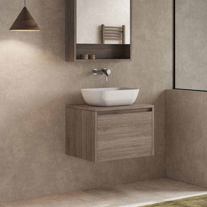 Mino 600mm 1 Drawer Wall Hung Vanity Unit – Nebraska Oak