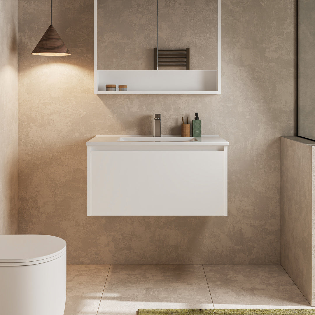 Mino 800mm 1 Drawer Wall Hung Vanity Unit – Gloss White