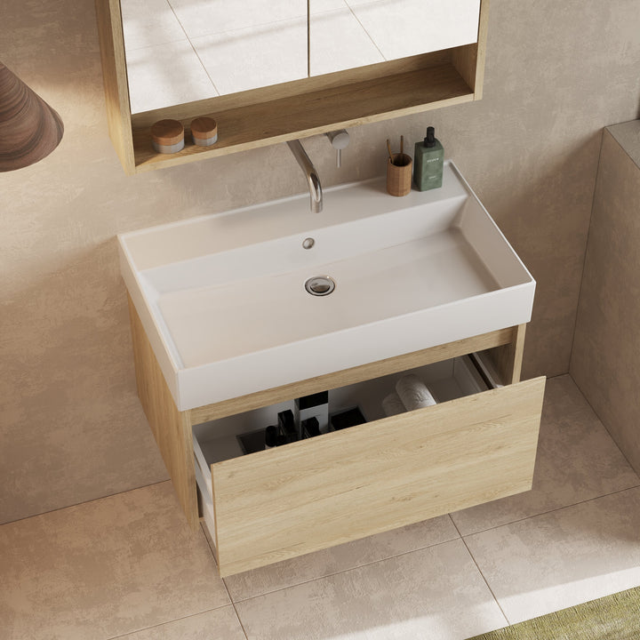 Detail of the drawer's soft-close mechanism, demonstrating its quality craftsmanship.