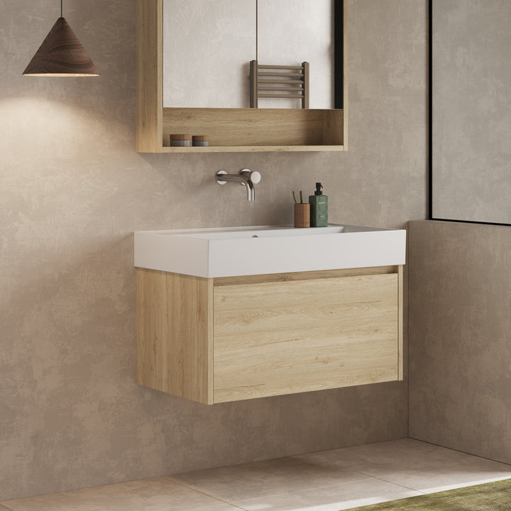 Interior shot of the open drawer, displaying the metal insert and Hettich hinges for smooth operation.
