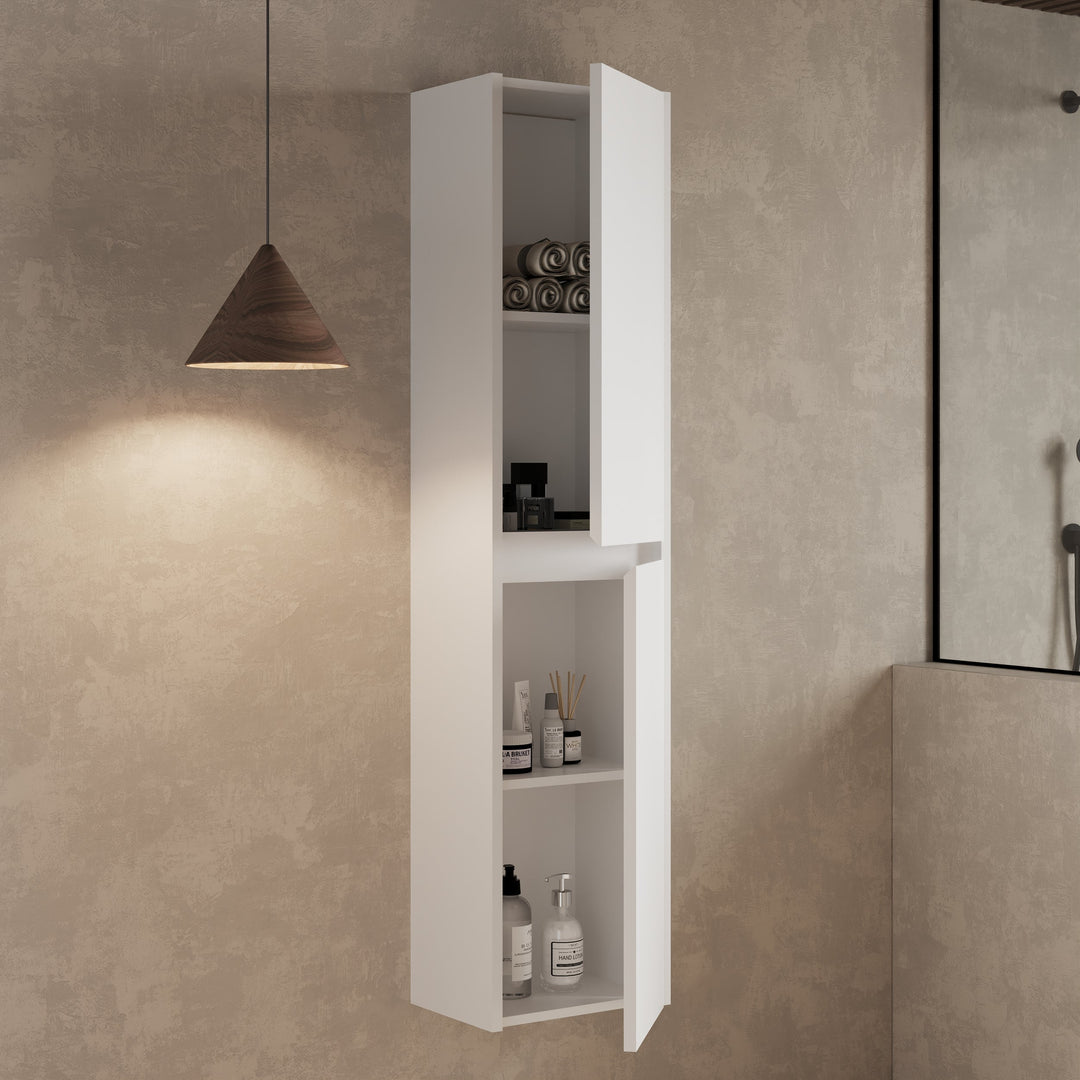 Mino 1500mm Wall Hung Tall Cabinet - Gloss White