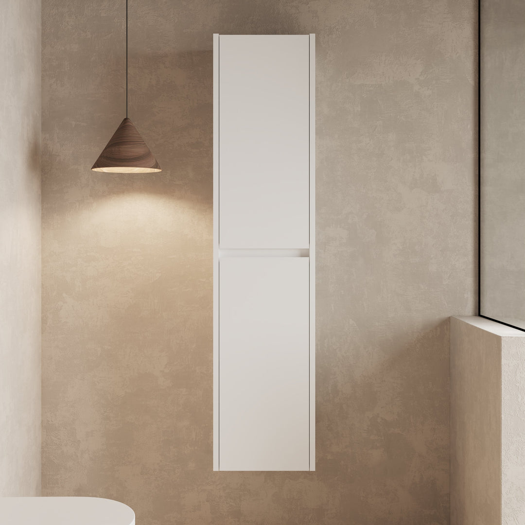 Mino 1500mm Wall Hung Tall Cabinet - Gloss White