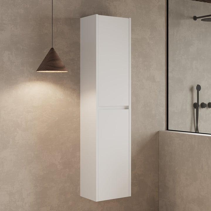 Mino 1500mm Wall Hung Tall Cabinet - Gloss White