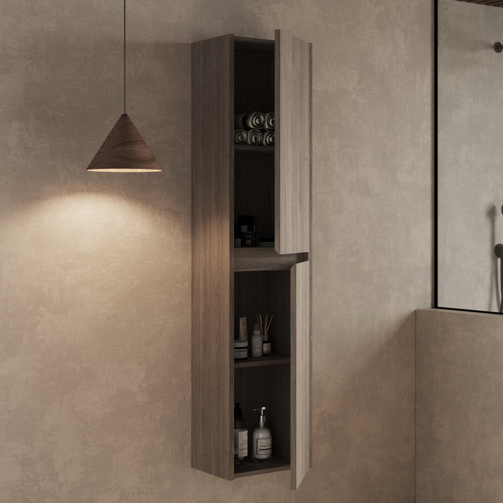Mino 1500mm Wall Hung Tall Cabinet - Nebraska Oak