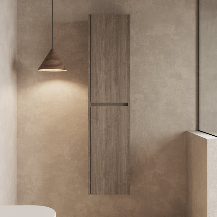 Mino 1500mm Wall Hung Tall Cabinet - Nebraska Oak