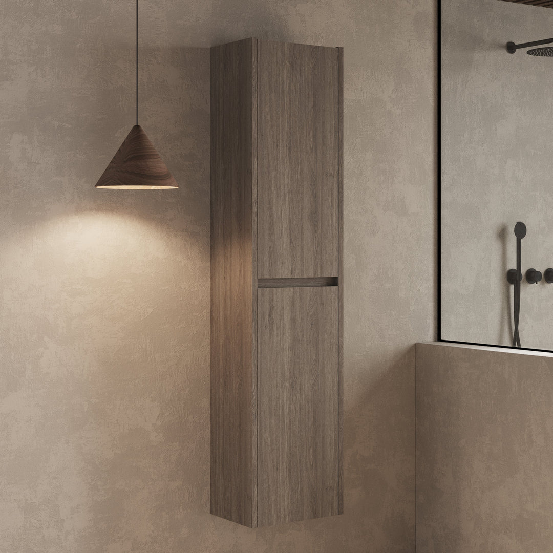 Mino 1500mm Wall Hung Tall Cabinet - Nebraska Oak