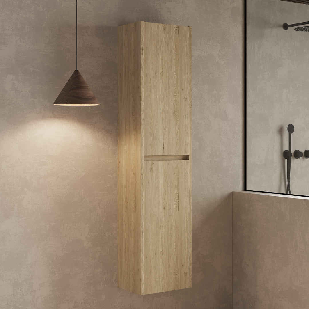 Mino 1500mm Wall Hung Tall Cabinet - Natural Oak