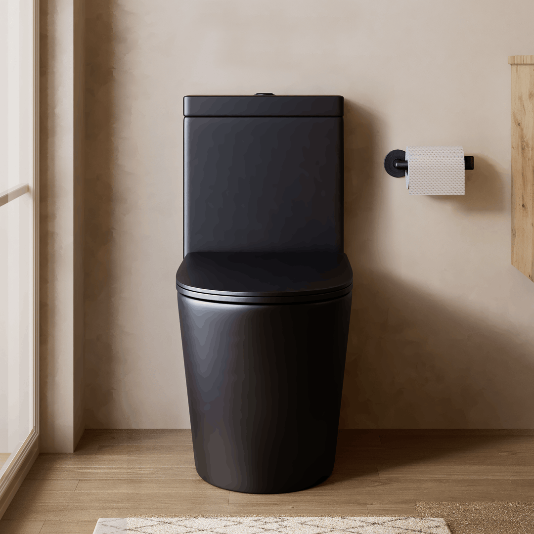 Scene Rimless Close Coupled Back to Wall Toilet - Matt Black
