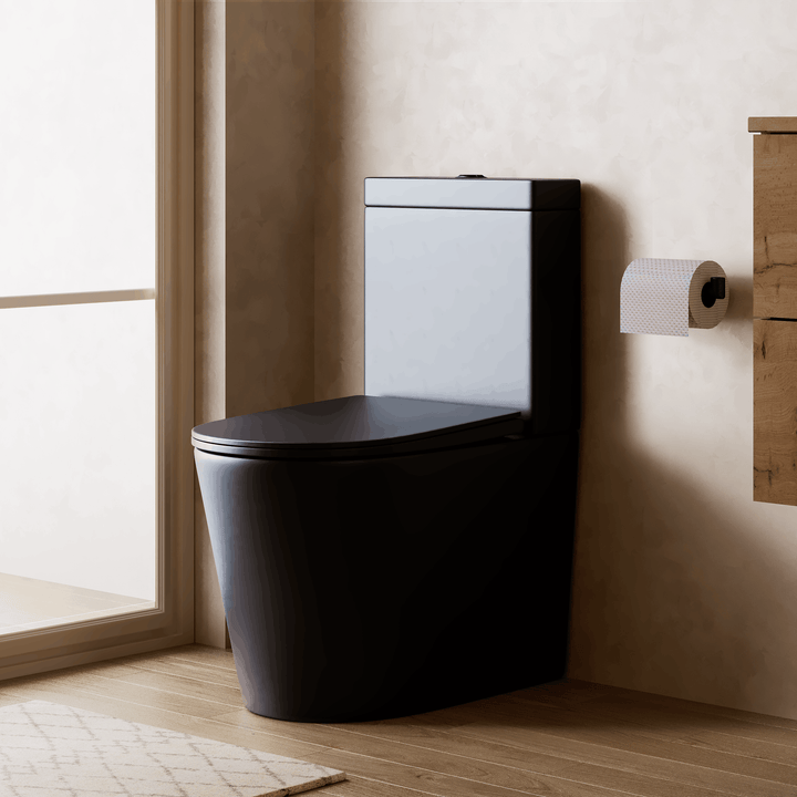 Scene Rimless Close Coupled Back to Wall Toilet - Matt Black