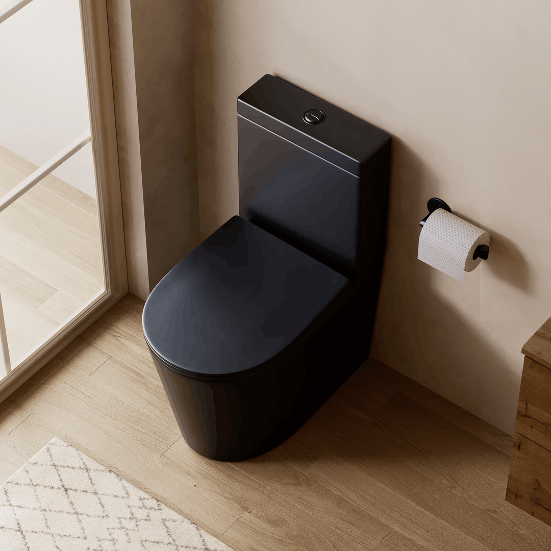 Scene Rimless Close Coupled Back to Wall Toilet - Matt Black