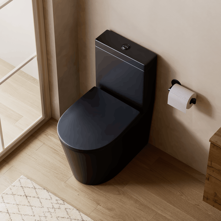 Scene Rimless Close Coupled Back to Wall Toilet - Matt Black