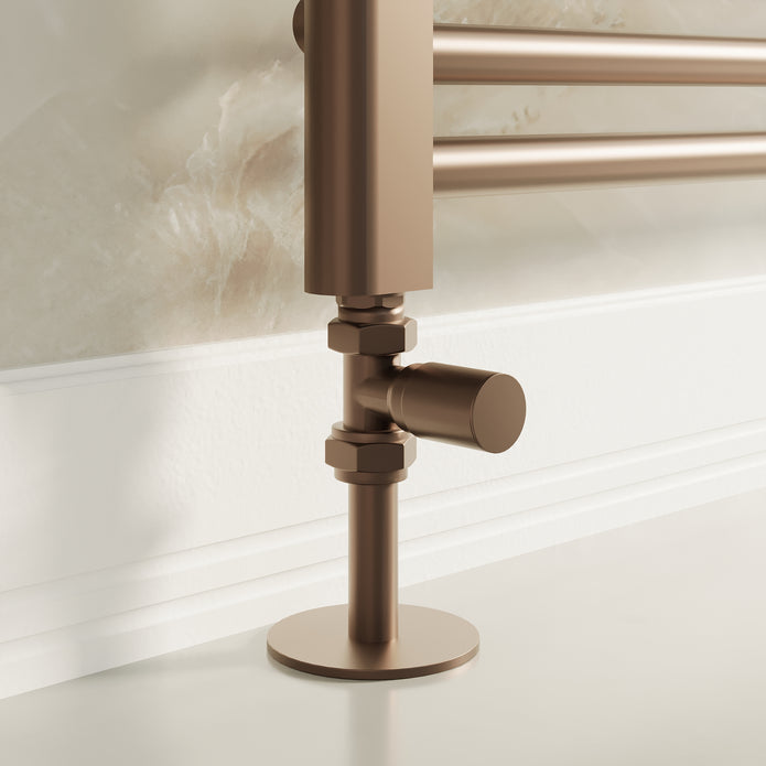 Straight Radiator Valves - Brushed Bronze