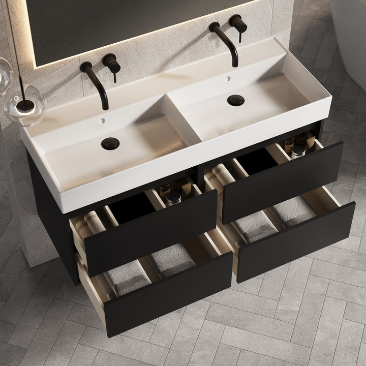 Venti 1200mm Wall Hung Vanity Unit - Matt Black