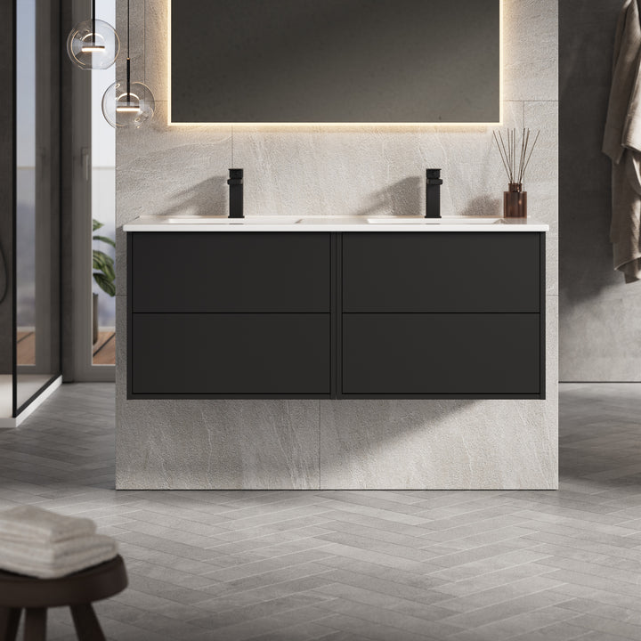 Venti 1200mm Wall Hung Vanity Unit - Matt Black
