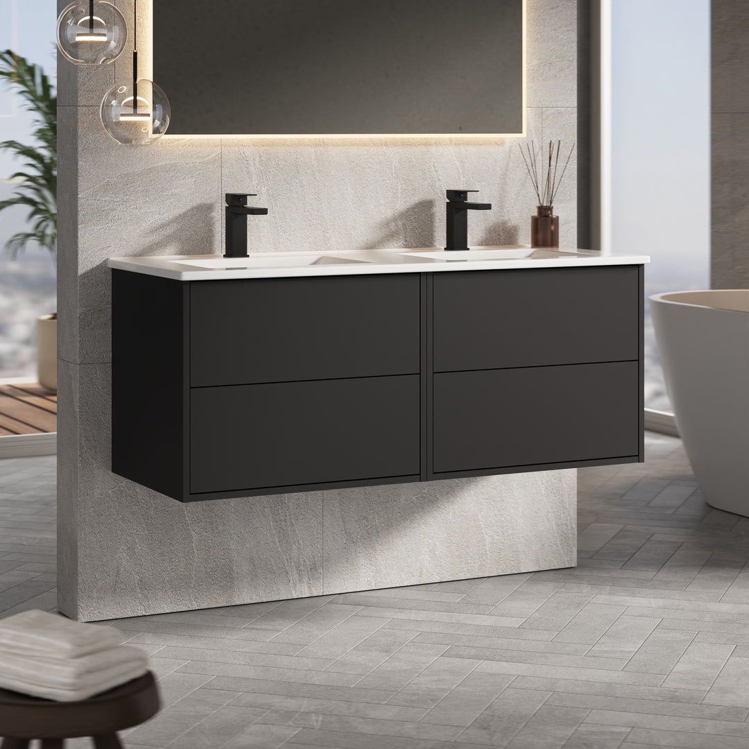 Venti 1200mm Wall Hung Vanity Unit - Matt Black