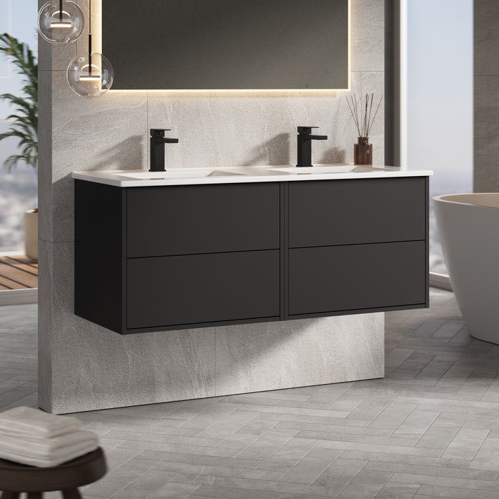 Venti 1200mm Wall Hung Vanity Unit - Matt Black