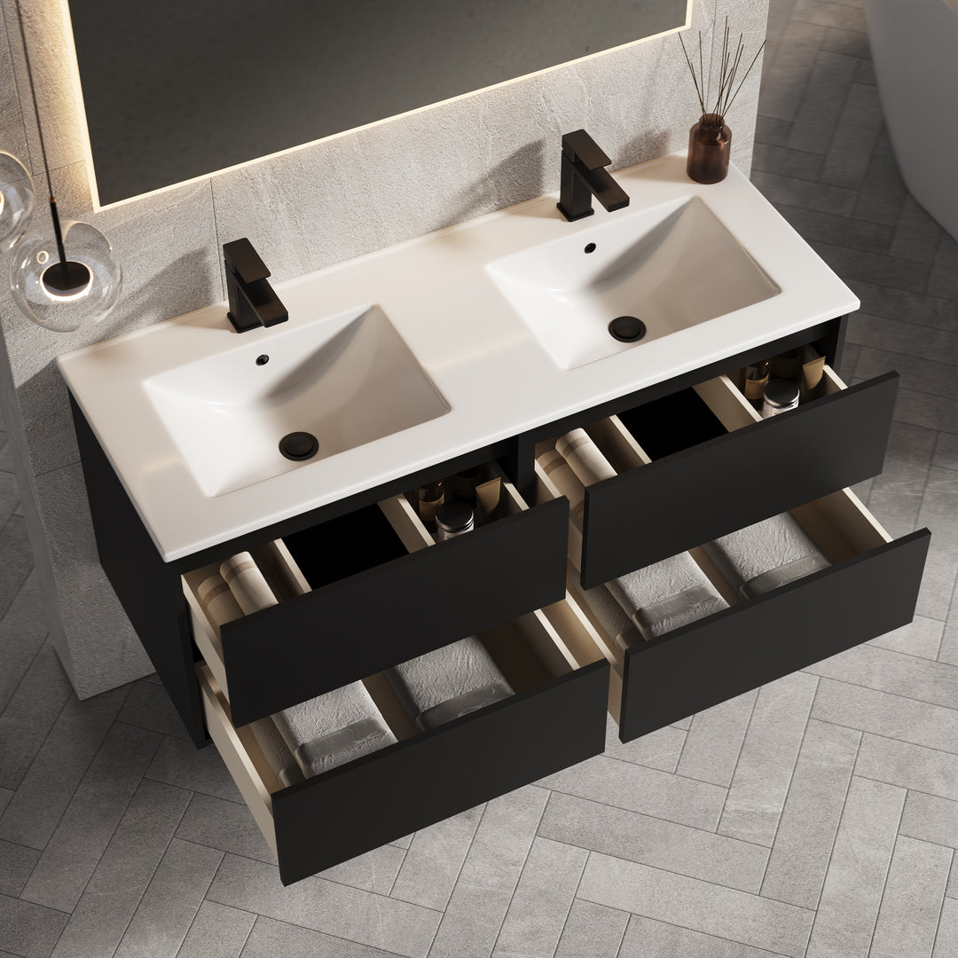 Venti 1200mm Wall Hung Vanity Unit - Matt Black