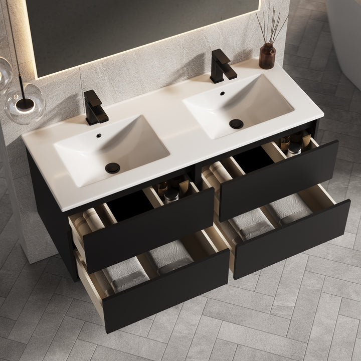 Venti 1200mm Wall Hung Vanity Unit - Matt Black