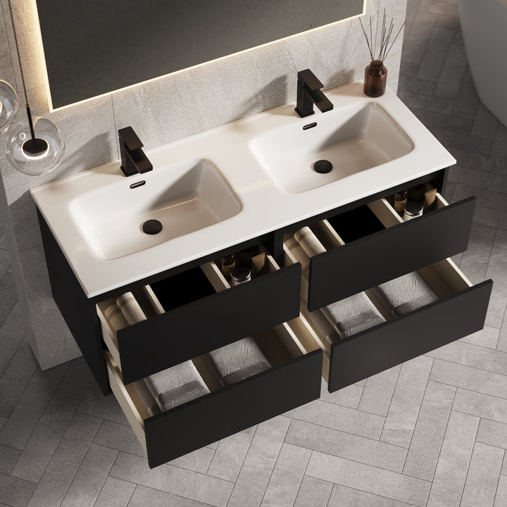 Venti 1200mm Wall Hung Vanity Unit - Matt Black