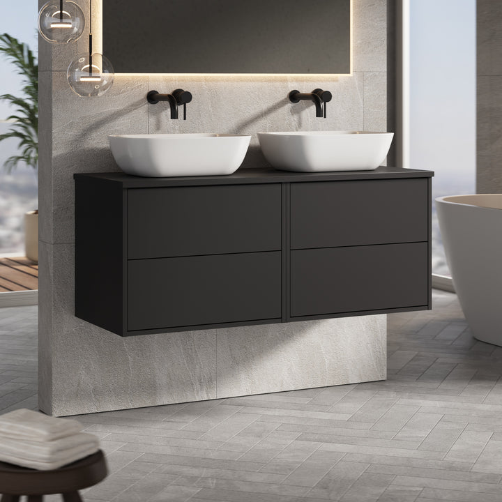 Venti 1200mm Wall Hung Vanity Unit - Matt Black