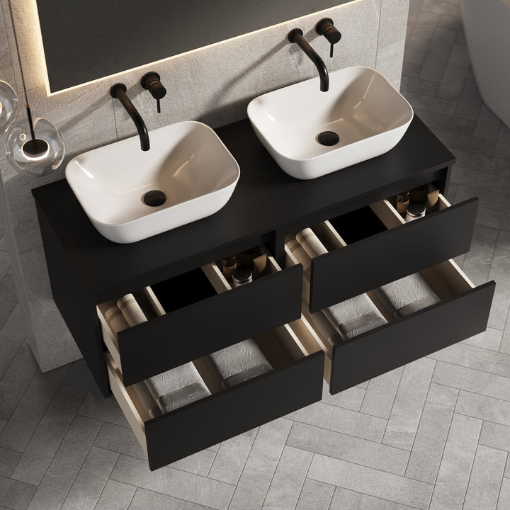 Venti 1200mm Wall Hung Vanity Unit - Matt Black