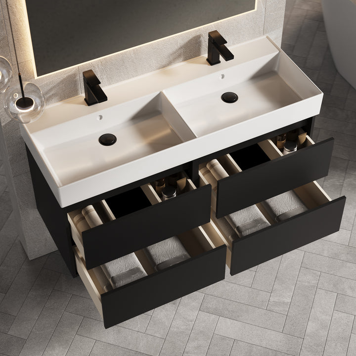 Venti 1200mm Wall Hung Vanity Unit - Matt Black