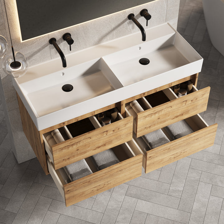 Venti 1200mm Wall Hung Vanity Unit - Ostippo Oak