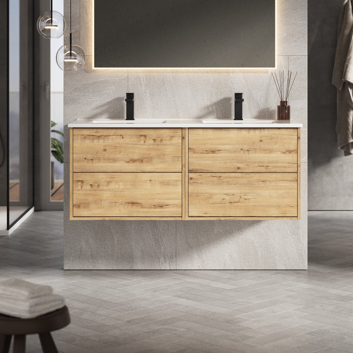 Venti 1200mm Wall Hung Vanity Unit - Ostippo Oak