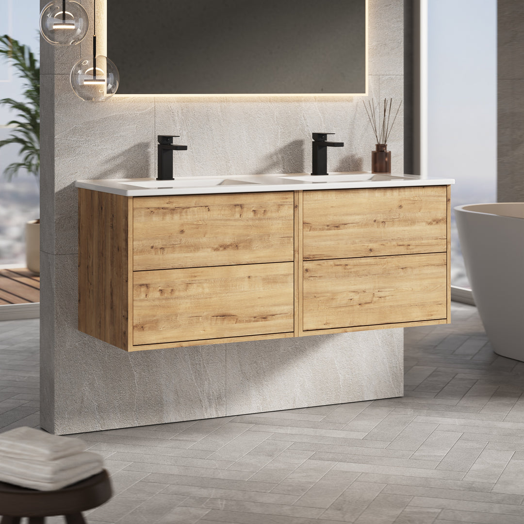 Venti 1200mm Wall Hung Vanity Unit - Ostippo Oak