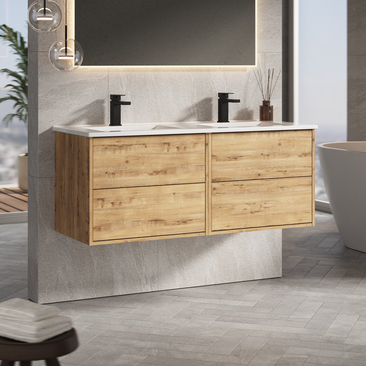 Venti 1200mm Wall Hung Vanity Unit - Ostippo Oak