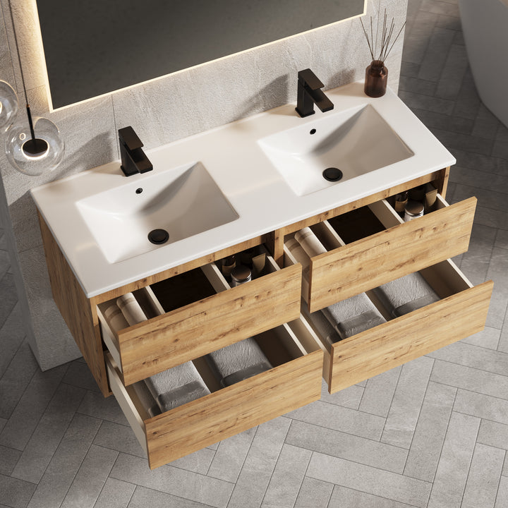 Venti 1200mm Wall Hung Vanity Unit - Ostippo Oak