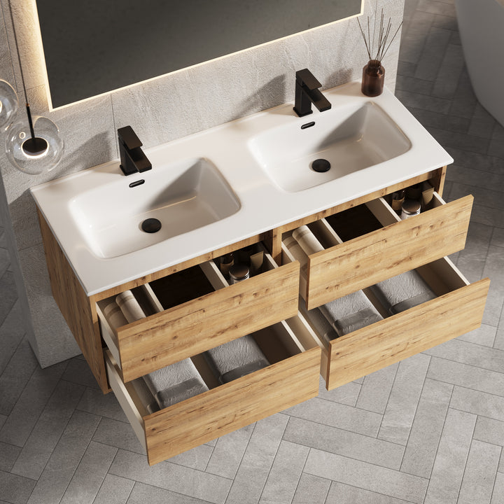 Venti 1200mm Wall Hung Vanity Unit - Ostippo Oak