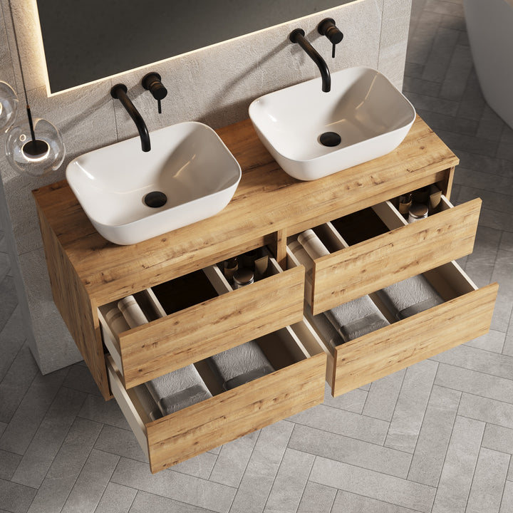 Venti 1200mm Wall Hung Vanity Unit - Ostippo Oak