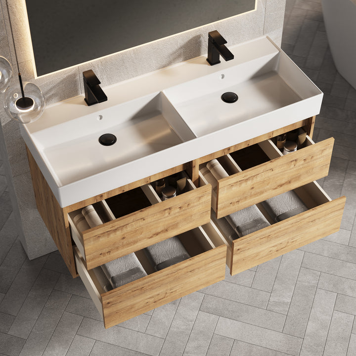 Venti 1200mm Wall Hung Vanity Unit - Ostippo Oak