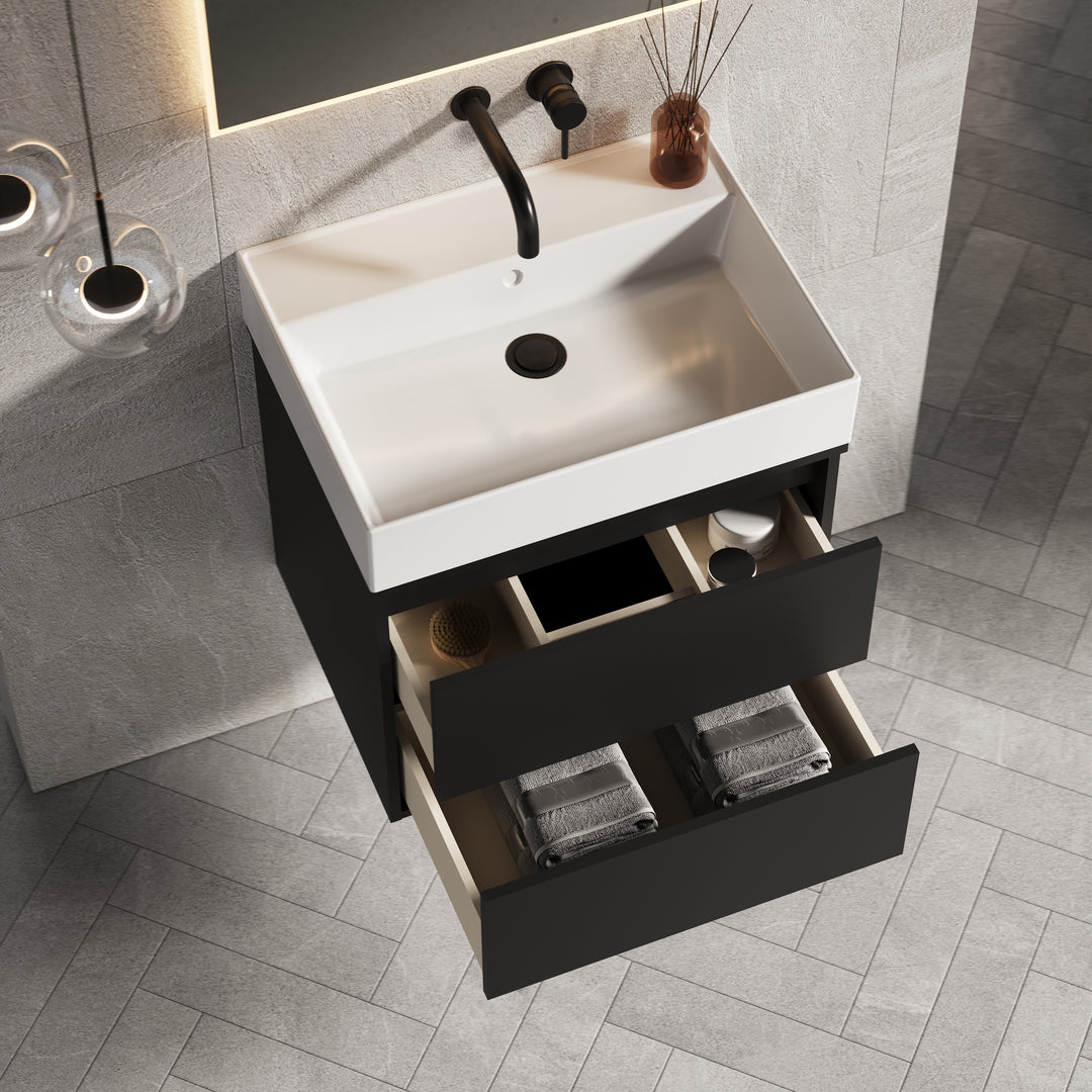 Venti 600mm Wall Hung Vanity Unit  - Matt Black