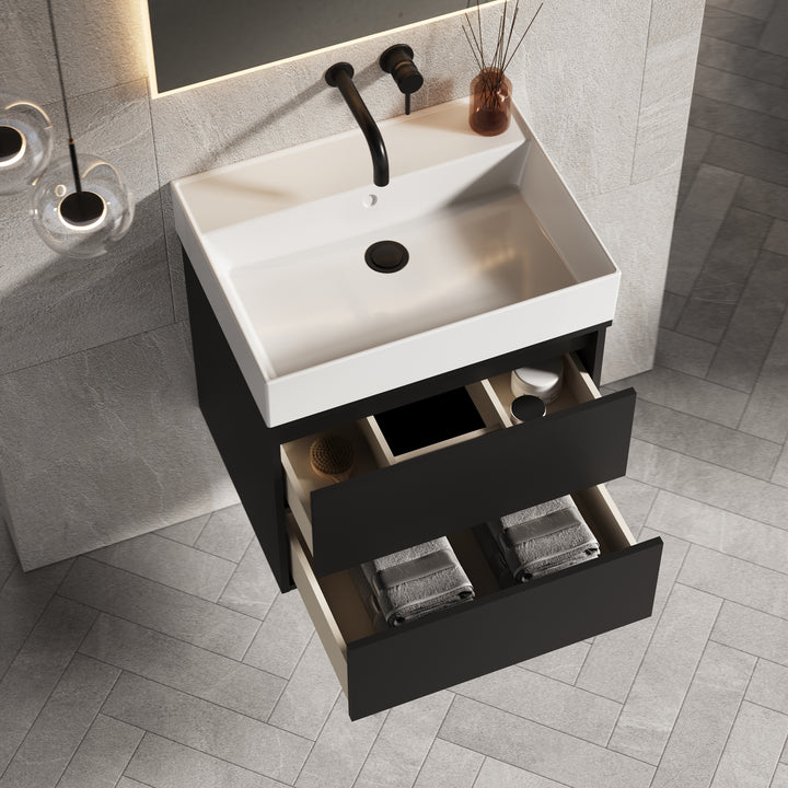 Venti 600mm Wall Hung Vanity Unit  - Matt Black