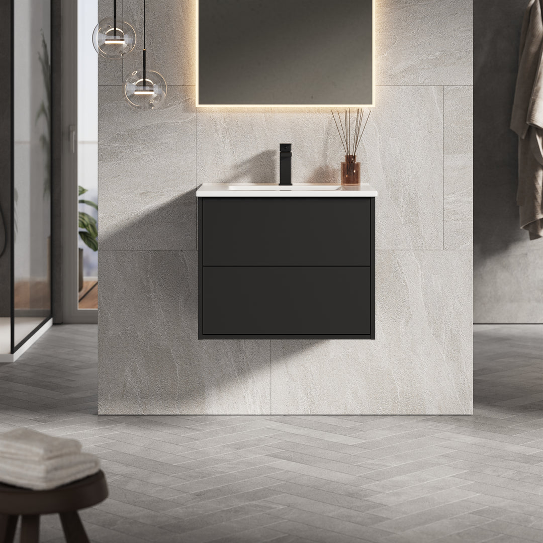 Venti 600mm Wall Hung Vanity Unit  - Matt Black
