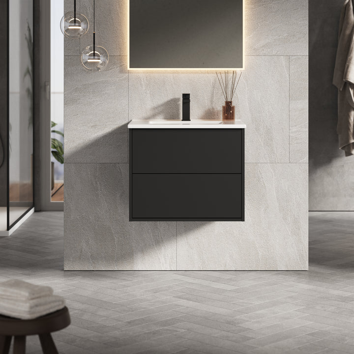 Venti 600mm Wall Hung Vanity Unit  - Matt Black