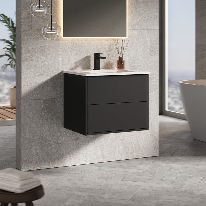 Venti 600mm Wall Hung Vanity Unit  - Matt Black