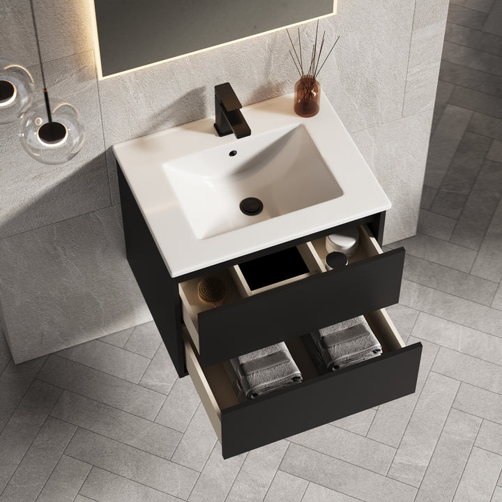 Venti 600mm Wall Hung Vanity Unit  - Matt Black