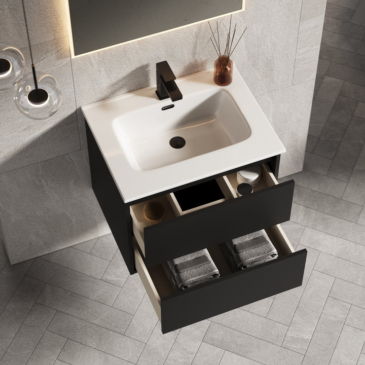 Venti 600mm Wall Hung Vanity Unit  - Matt Black