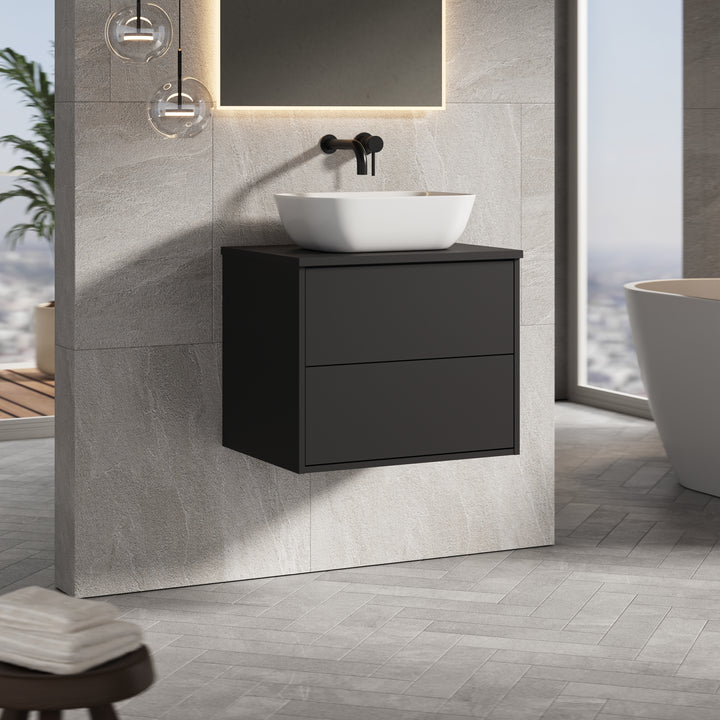 Venti 600mm Wall Hung Vanity Unit  - Matt Black