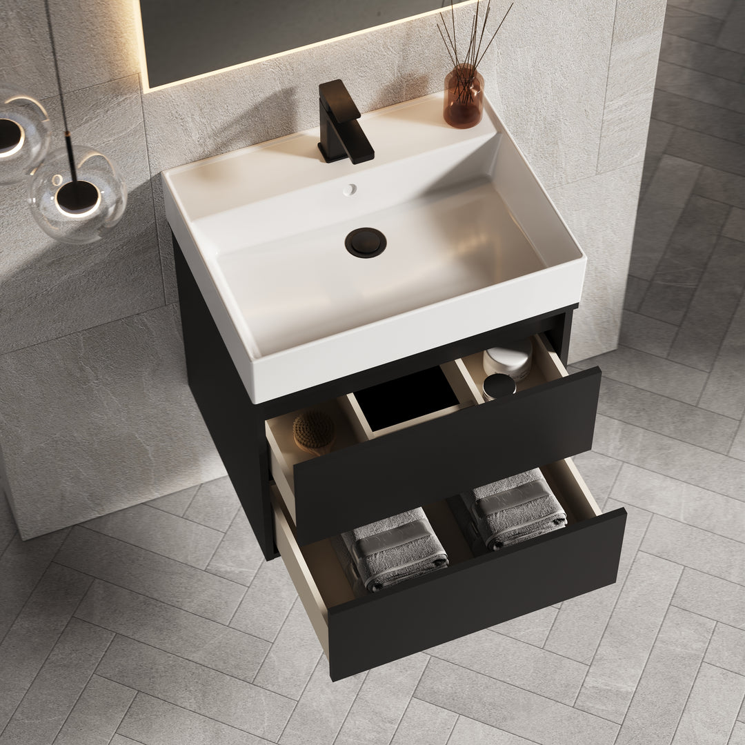 Venti 600mm Wall Hung Vanity Unit  - Matt Black