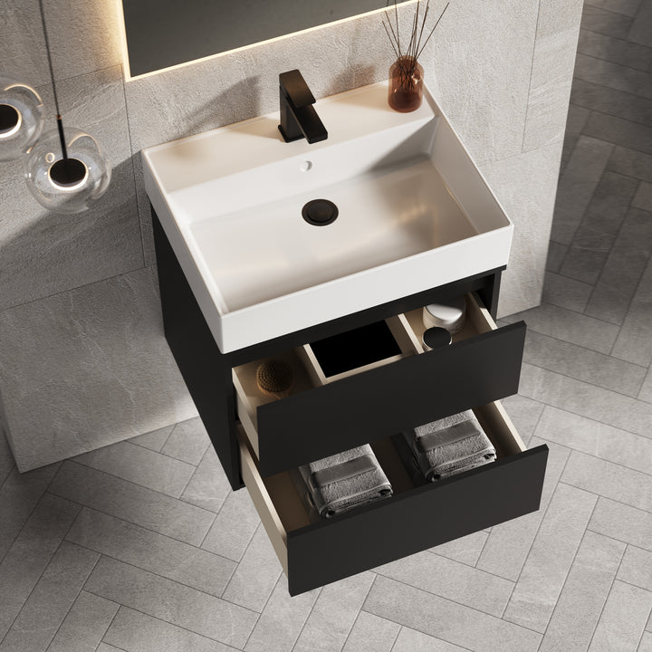 Venti 600mm Wall Hung Vanity Unit  - Matt Black