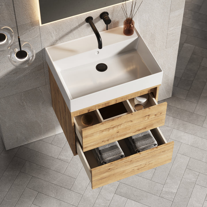 Venti 600mm Wall Hung Vanity Unit  - Ostippo Oak