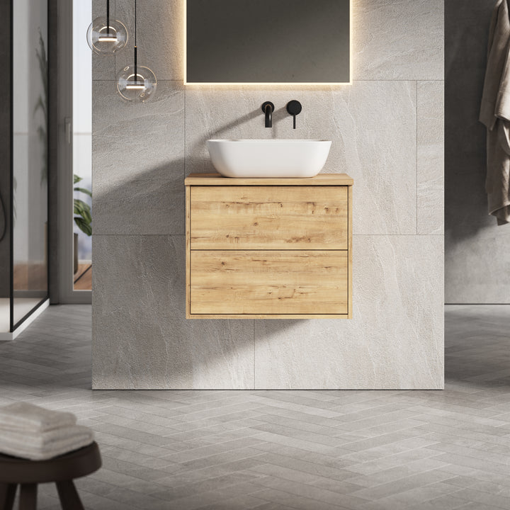 Venti 600mm Wall Hung Vanity Unit  - Ostippo Oak