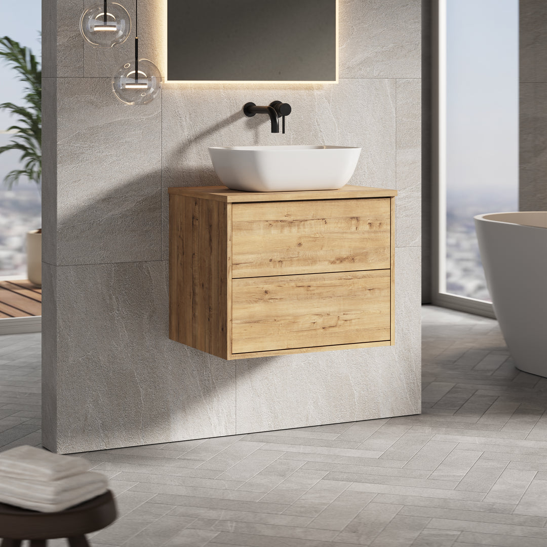 Venti 600mm Wall Hung Vanity Unit  - Ostippo Oak
